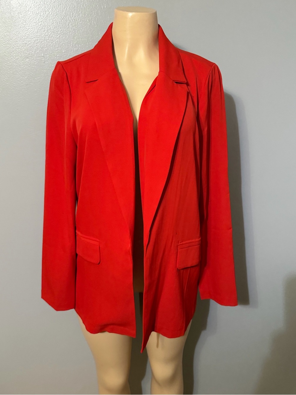 MELLODAY Women's Open-Front Red Blazer Jacket